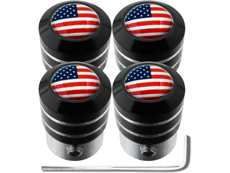 4 tapones de valvula antirrobo Bandera de EE.UU. Estados Unidos "black"