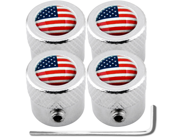 4 tapones de valvula antirrobo Bandera de EE.UU. Estados Unidos "estriado"
