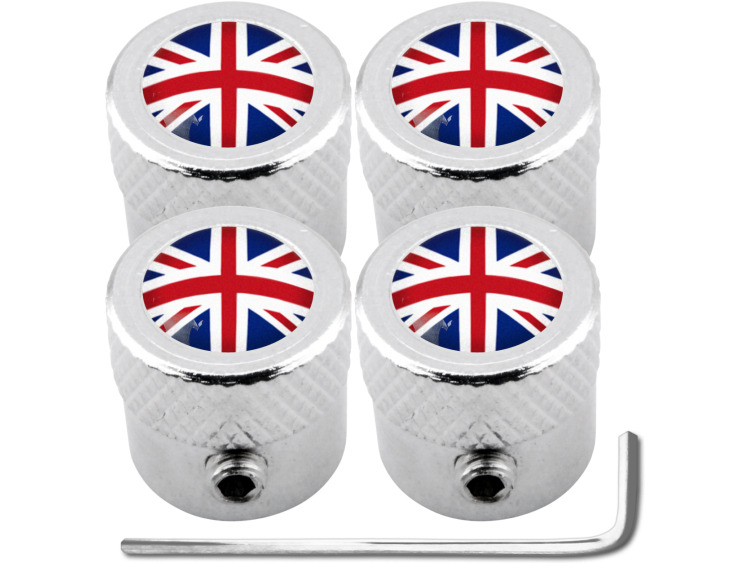 4 tapones de valvula antirrobo Inglaterra Reino Unido Ingles Gran Bretana Jack "estriado"