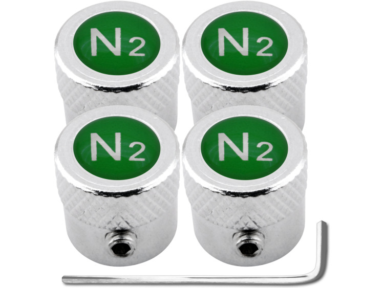 4 tapones de valvula antirrobo Nitrogeno N2 verde "estriado"