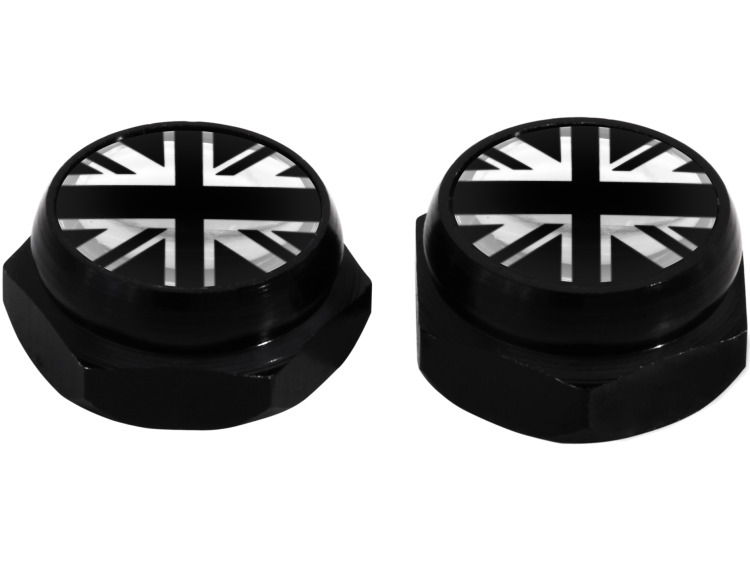 Tapa-remaches para matricula Bandera brit&aacute;nica Gran Breta&ntilde;a Reino Unido (negro) negro & cromo
