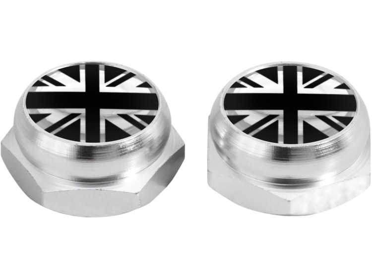 Tapa-remaches para matricula Bandera brit&aacute;nica Gran Breta&ntilde;a Reino Unido (plateado) negro & cromo